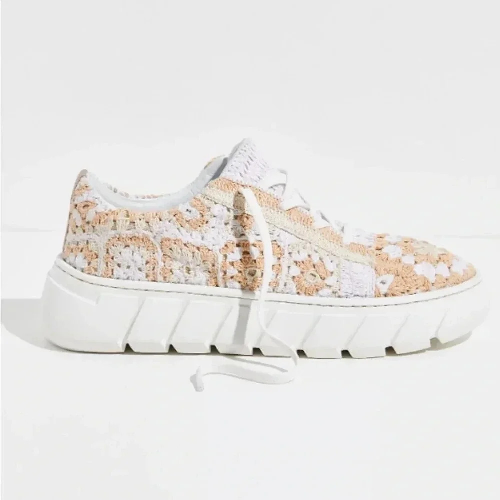 Free People Catch Me If You Can Crochet Sneakers Size 8